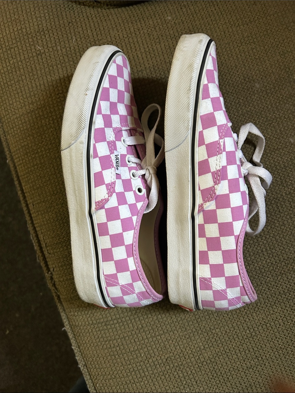 Vans Pink and White Checkerboard Lace-Up Sneakers - Picture 3 of 5